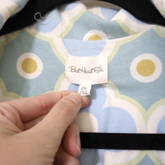 Bed Head PJs Blue Floral Button Front Pajama Top 2X Comfy Retro Mod - Picture 2 of 5